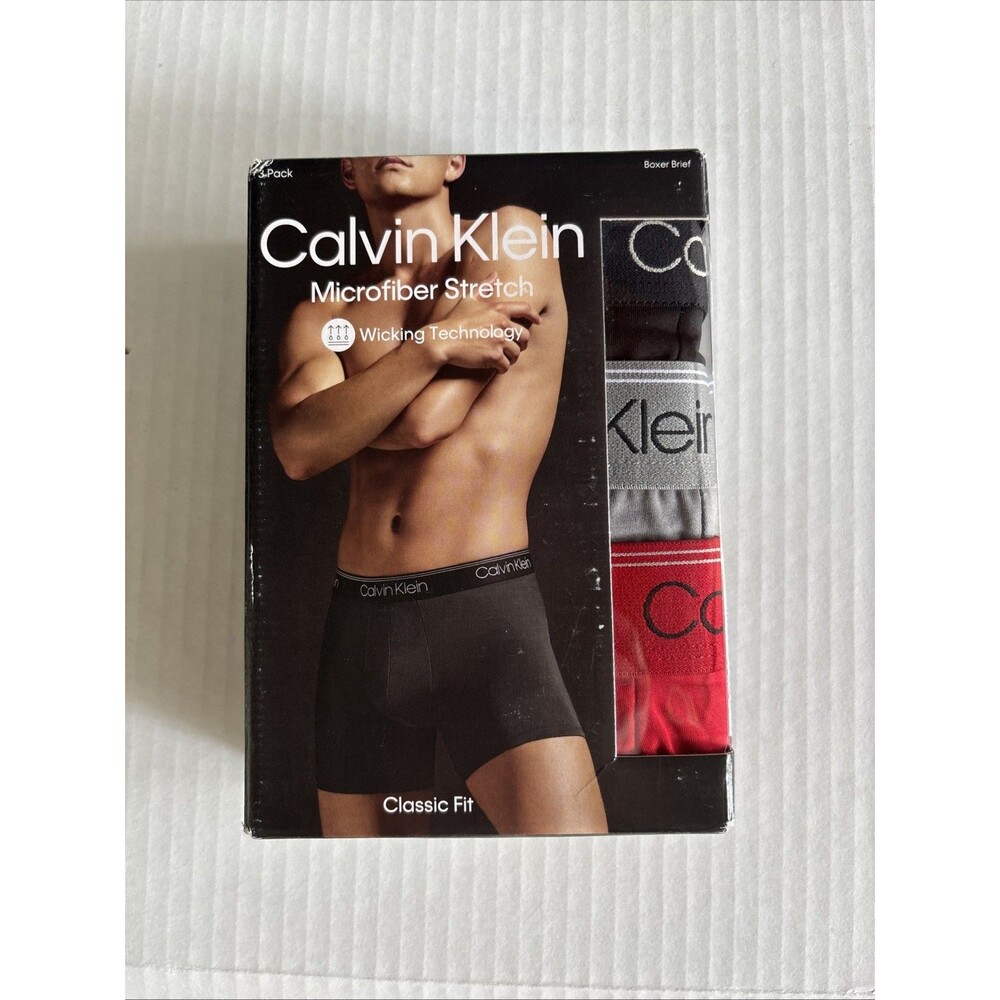 Men Calvin Klein 3-pk Microfiber Stretch Boxer Briefs Underwear Size 2XL